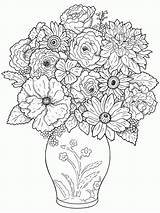 Flowers Flower Coloring Drawing Pot Vase Bouquet Pages Sketch Pencil Rose Tulips Colour Drawings Pots Line Beautiful Clipart Draw Easy sketch template