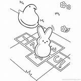 Peeps Coloring Pages Bunny Marshmallow Chick Printable Print Playing Easter Game Sheets Hopscotch Kids Color Chic Xcolorings 750px Colouring Size sketch template