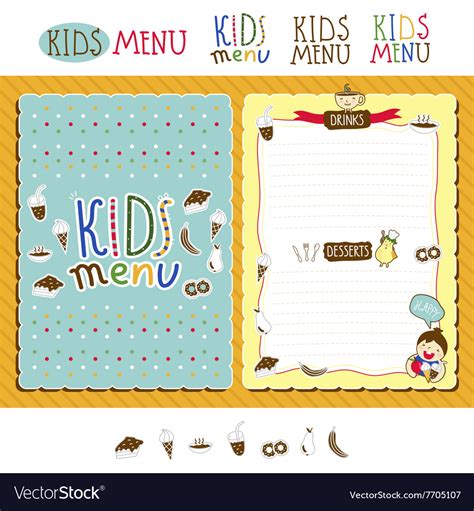 colorful kids meal menu template royalty  vector image