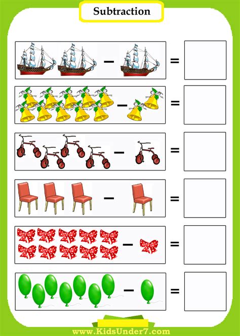 printable subtraction worksheets kindergarten