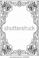 Coloring Frame Decorative Floral Illustration sketch template