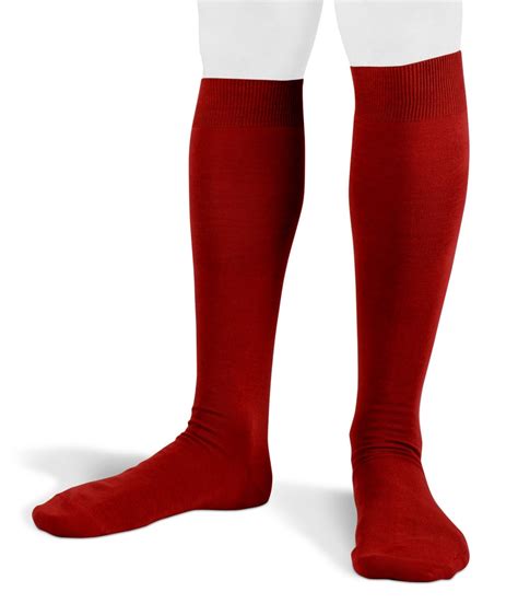 flat knit cotton long red socks  men