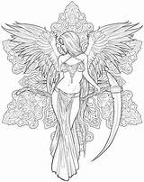 Coloring Pages Adult Angel Dark Adults Colouring Gothic Fairy Halloween Book Printable Books Fantasy Stokes Tattoo Anne Sheets Magic Print sketch template