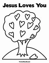 Coloring Pages Jesus Loves Goodbye Printable Card Template Colouring Sheets Valentines Farewell Kids Color Trees Earth Print Printables Tree Drawing sketch template