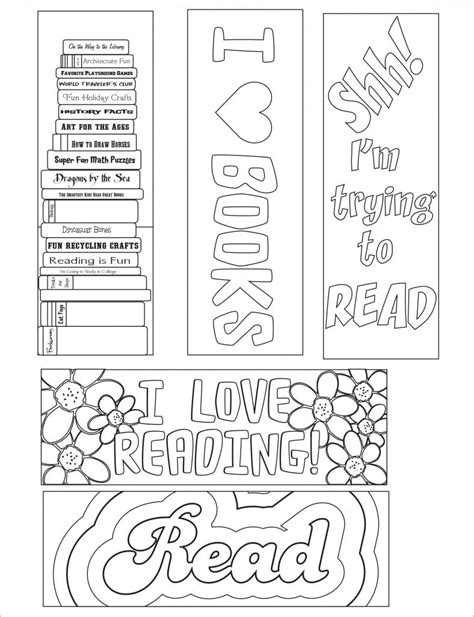 bookmark templates  kids printable templates