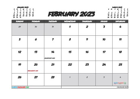 printable february  calendar   templates