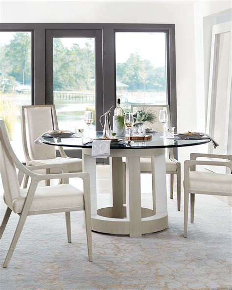 Bernhardt Axiom Round Glass Top Dining Table 60 Neiman Marcus