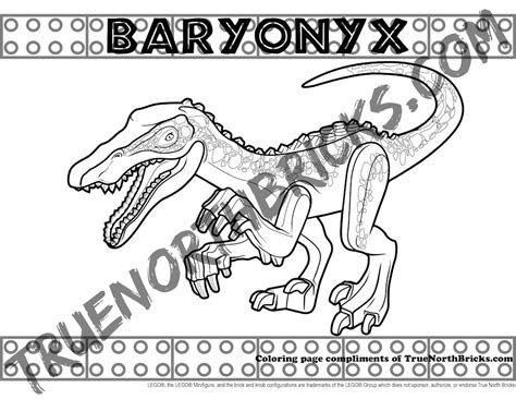 baryonyx coloring page inspired  lego true north bricks lego