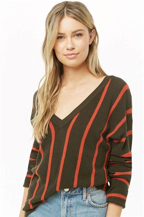 Shop Striped V Neck Sweater For Women From Latest Collection At Forever