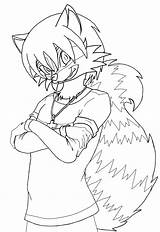 Furry Lineart Raccoon sketch template