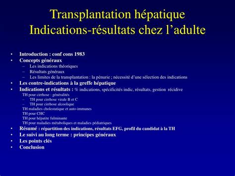Ppt Transplantation Hépatique Indications Résultats Chez Ladulte