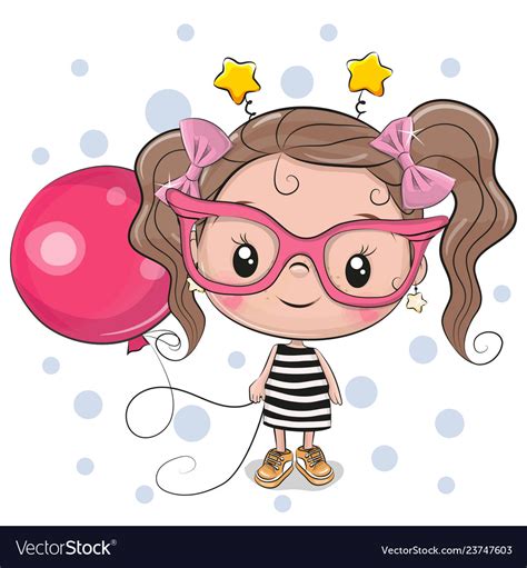 Cute Girl With Pink Glasses Royalty Free Vector Image