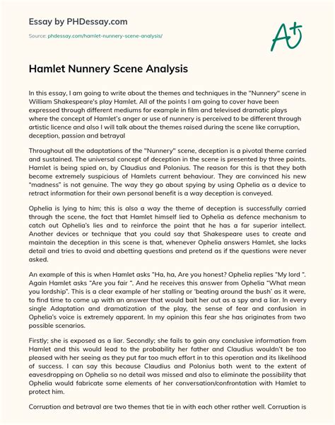 Hamlet Nunnery Scene Analysis