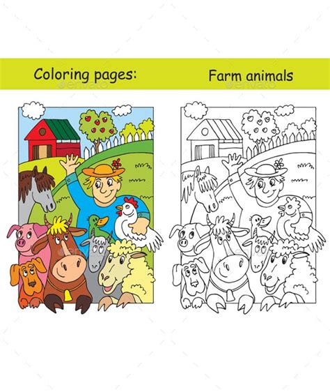coloring  color farm animals  alina art graphicriver