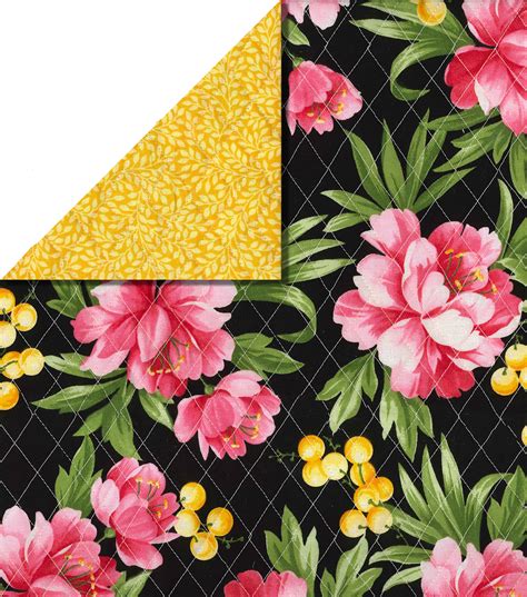 double faced quilt fabric tropical floral black joann