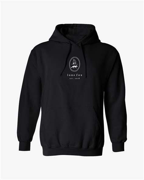 embroidered logo hoodie black lone fox
