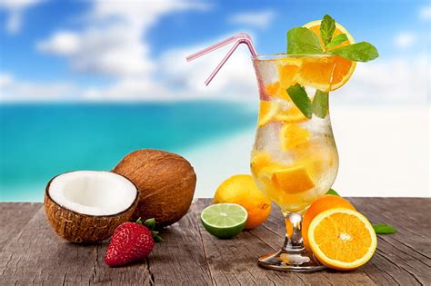 Hd Wallpaper Sea Beach Cocktail Summer Fruit Fresh Paradise
