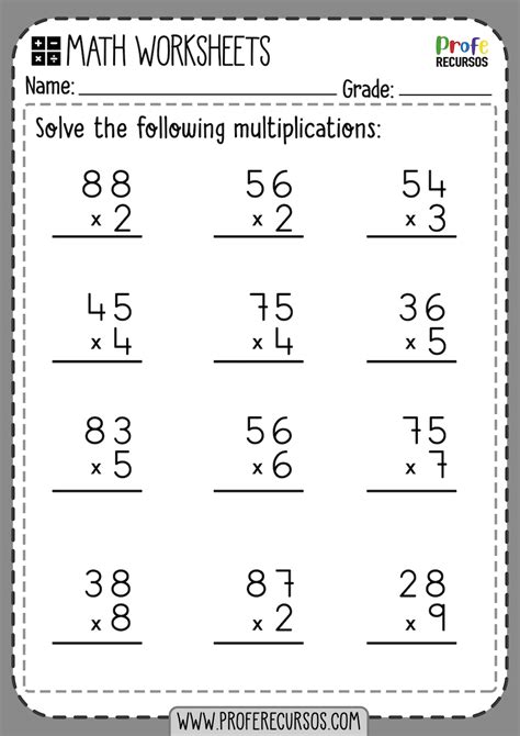 multiplication worksheets  kids profe recursos