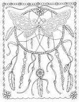 Coloring Pages Dreamcatcher Dream Catcher Mandala Adult Butterfly Printable Colouring Adults Book Color Native Sheets American Books Print Tattoo Butterflies sketch template