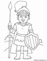 Spear Shield Knight Coloring Pages Kids sketch template