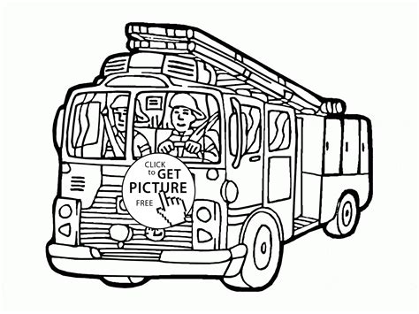 cartoon fire truck coloring page  kids transportation coloring