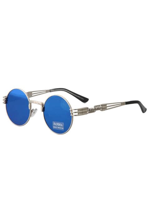 alloy round silver frame sunglasses