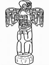 Totem Coloring Pages Pole Poles Printable Kids sketch template