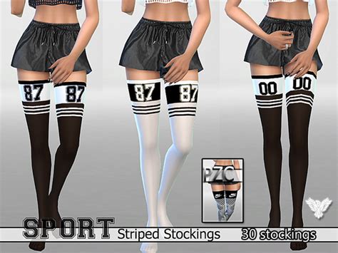 30 Athletic Striped Stockings Pack By Pinkzombiecupcakes At Tsr Sims