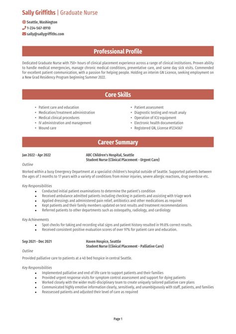 grad nursing resume  guide  resume template