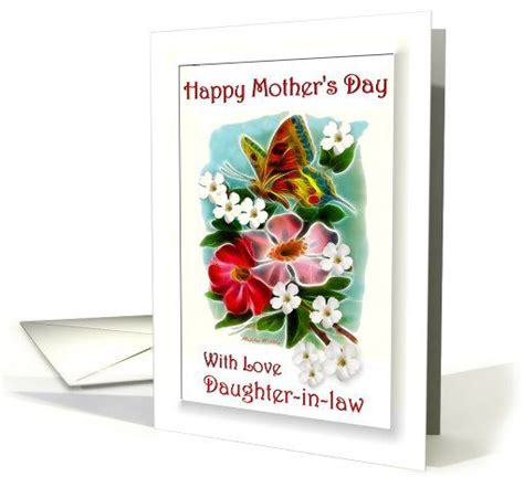 happy mothers day daughter  law butterfly flowers card happy