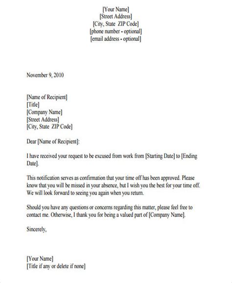 vacation letter templates   ms word apple pages