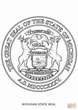 Coloring Michigan Seal State Pages Symbols Printable Drawing sketch template