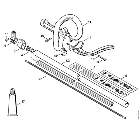 stihl fs  brushcutter fsrc edz parts diagram drive tube assembly loop handle