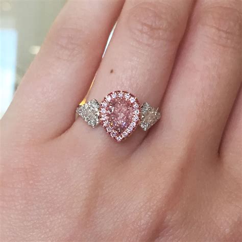 whiterose gold gia ct pink pear shape diamond engagement ring raymond lee jewelers