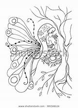 Pregnant Coloring Adult Book Lady Vector Zentangle Pregnancy Wings Butterfly Style sketch template