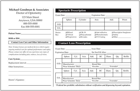 calculate contact lens prescription printable form templates