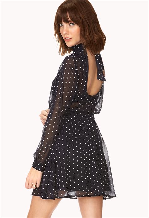 lyst forever 21 retro polka dot dress in blue