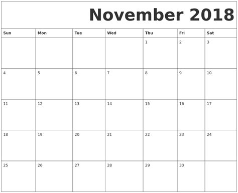 november   printable calendar