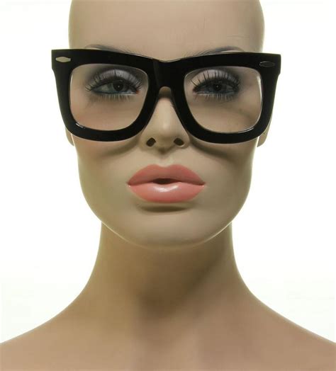 New Large Oversized Square Black Thick Frame Clear Lens