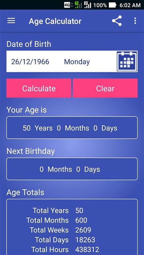 age calculator     light weight fast  easy   app
