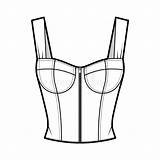 Corset Flat Drawing Shirred Cropped Smocked Molded Cups sketch template