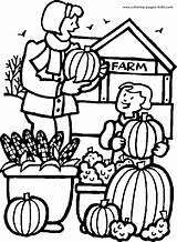 Coloring Pages Farm Color Family People Printable Kids Jobs Sheets Pumpkin Fall Vegetables Sheet Pumpkins Book sketch template