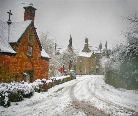 snow the old english village of goodrich hertfordshire winter