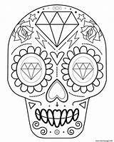Skull Coloring Calavera Sugar Pages Diamonds Printable Print Color Prints Book sketch template