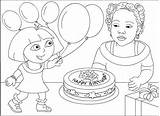 Coloring Pages Dora Birthday Cartoons sketch template