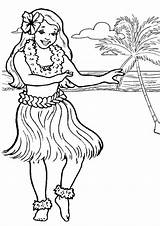 Coloring Hawaiian Pages Hula Beach Girl Dancer Hawaii Dancing Dance Luau Hip Printable Print Hop Color Drawing Printables Template Flamenco sketch template