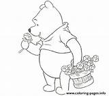Coloring Flowers Pooh Having Pages Printable sketch template
