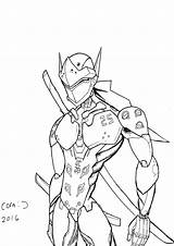 Overwatch Genji Line Coloring Pages Drawings Deviantart Lines Template Sketch sketch template