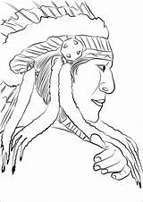 Supercoloring Americanos Jefe Indiani Rdzenni Amerykanie Drukuj sketch template