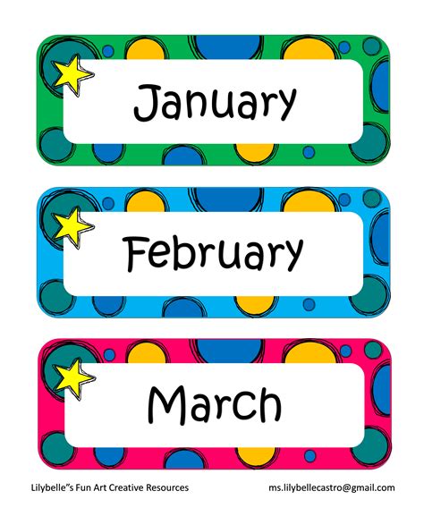 months   year classroom wall decor printable teaching resources